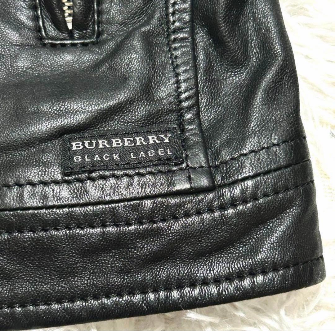 【美品】バーバリーブラックレーベル ラムレザー ジャケット ノバチェック L
