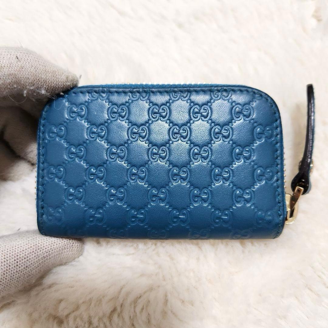 ✨極美品✨グッチ　ケース　小銭入れ　マイクロシマ　ブルー　青　レザー