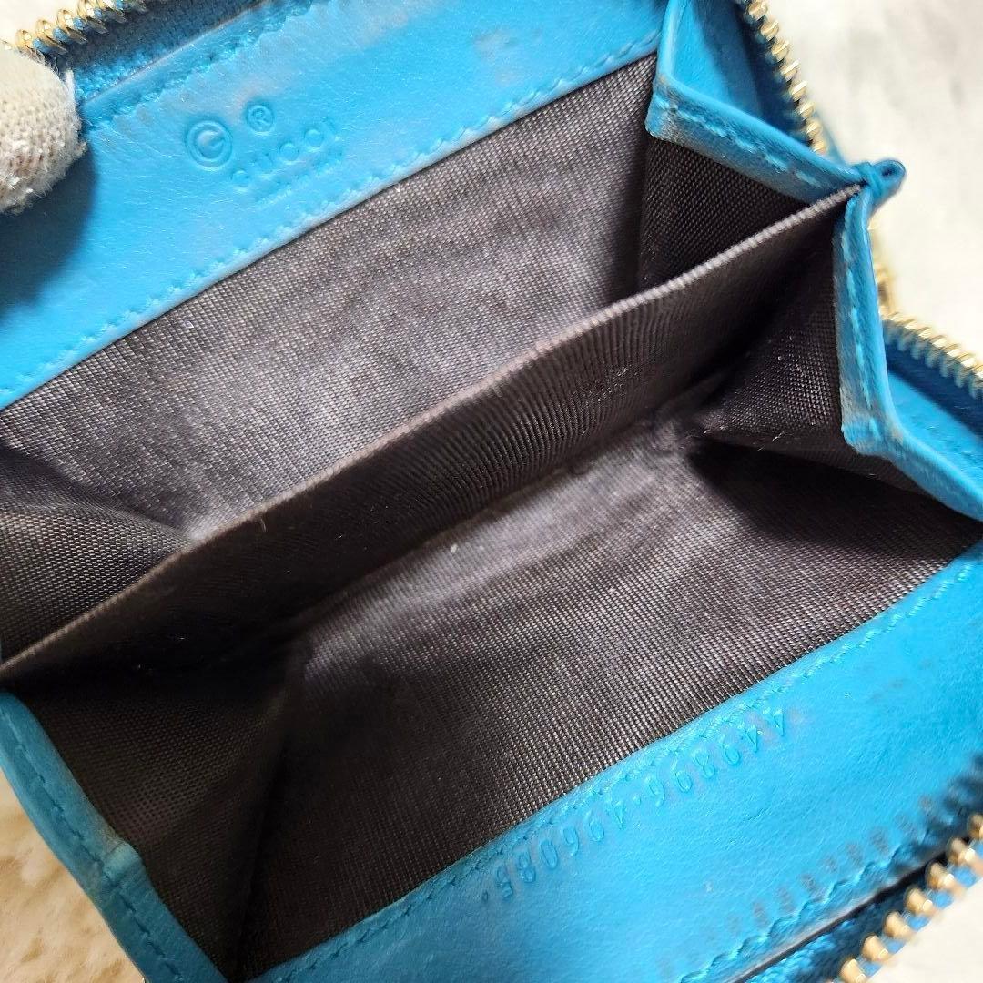 ✨極美品✨グッチ　ケース　小銭入れ　マイクロシマ　ブルー　青　レザー