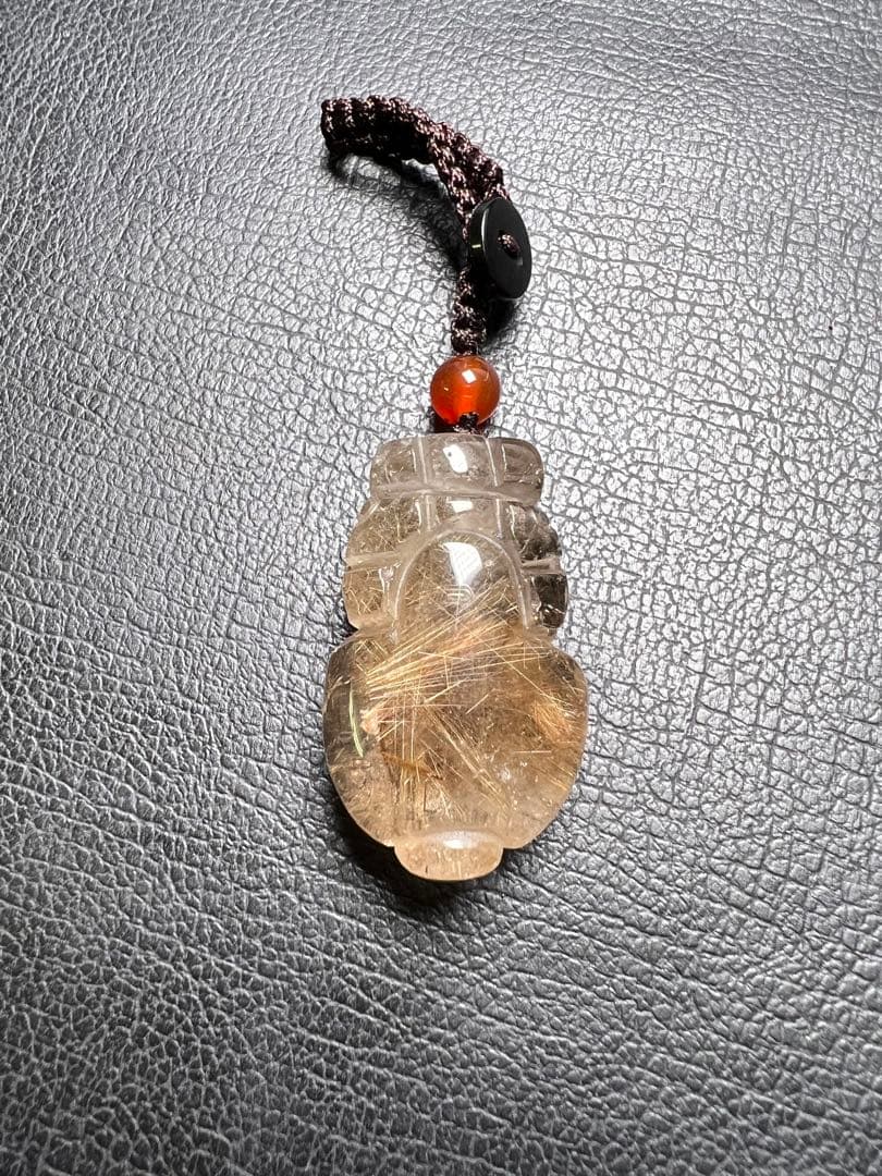 0623124  天然ルチルクォーツ貔貅ストラップ20.5*33.2ミリ