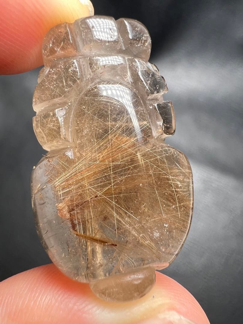 0623124  天然ルチルクォーツ貔貅ストラップ20.5*33.2ミリ