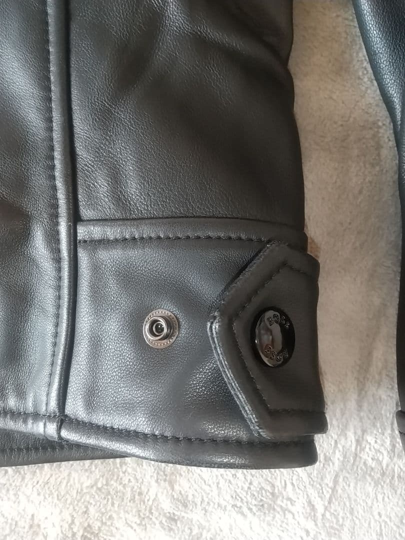 HUGO BOSS レザー シングル ライダースジャケット 革ジャン ラムレザー