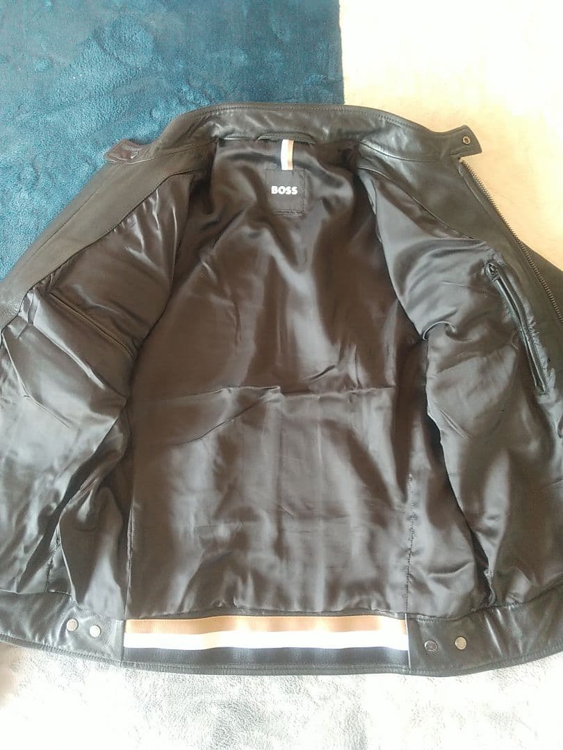 HUGO BOSS レザー シングル ライダースジャケット 革ジャン ラムレザー