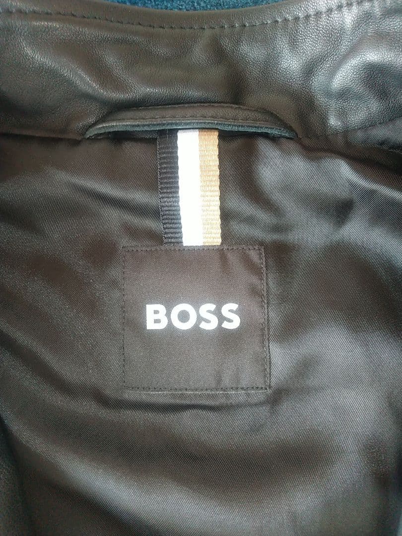 HUGO BOSS レザー シングル ライダースジャケット 革ジャン ラムレザー