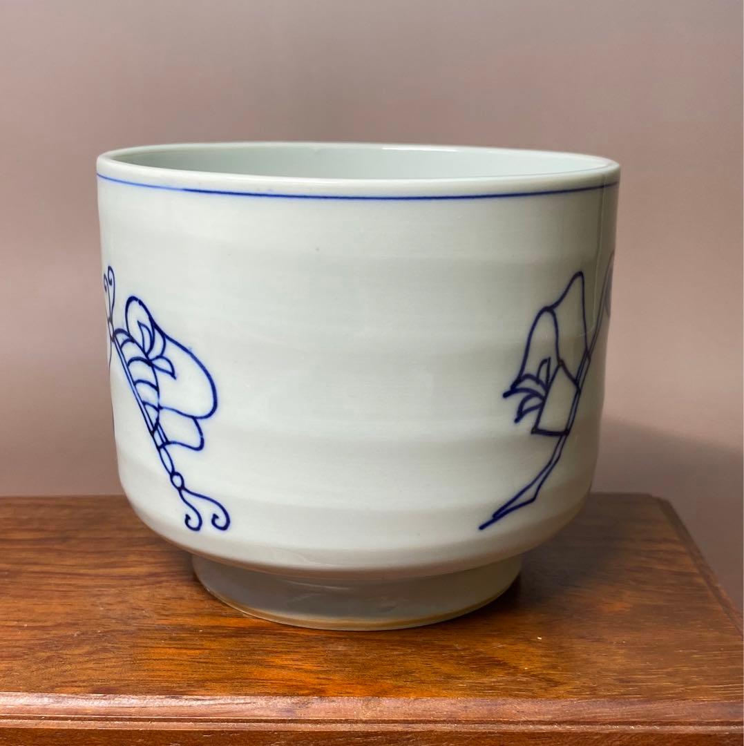 【茶道具】清閑寺窯　祥平造　染付冠手火入（共箱）