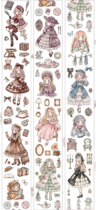 M1095.能猫日記 vintage girls マスキングテープ 和紙