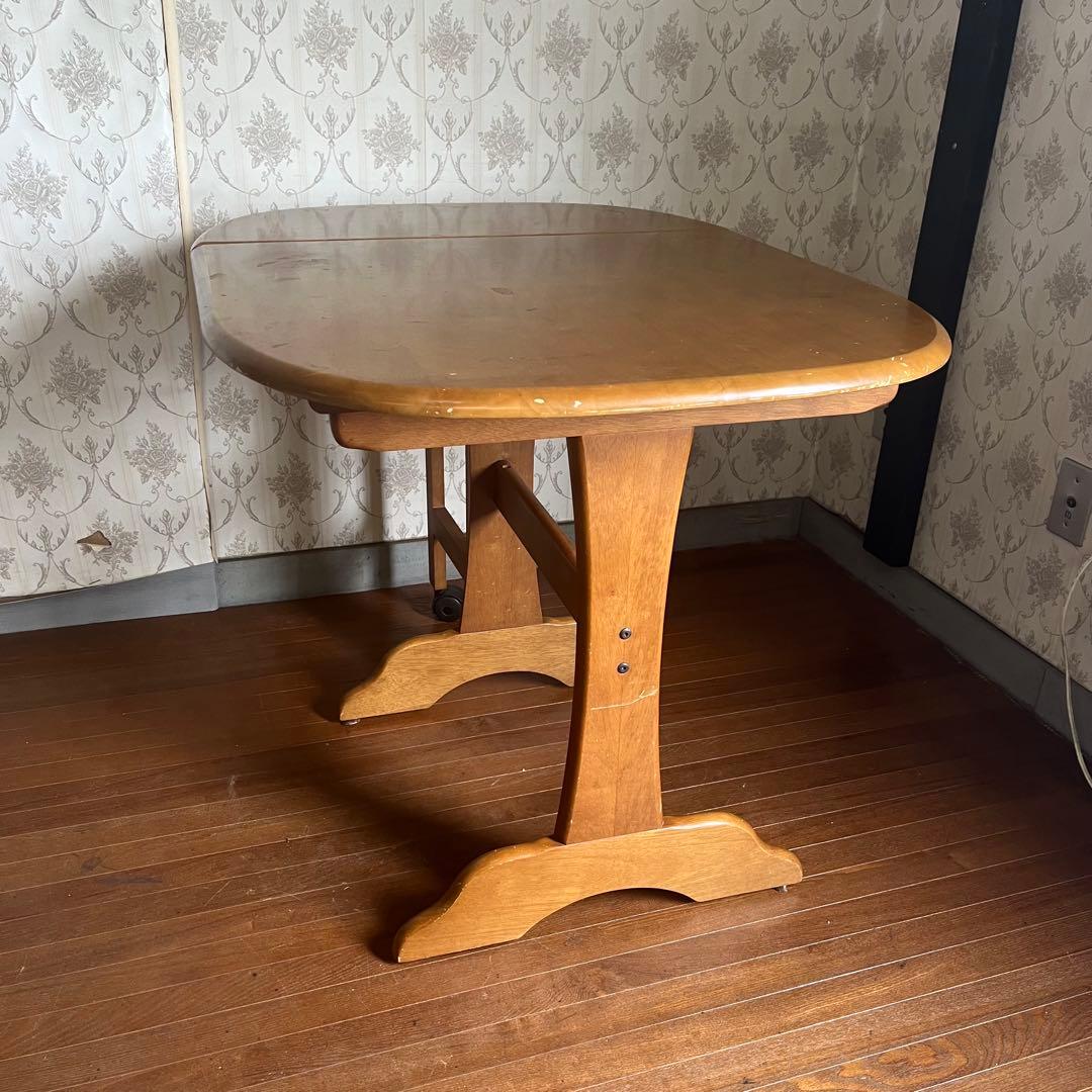 【アンティーク】北欧レトロ 木製 バタフライテーブル ドロップリーフテーブル 机