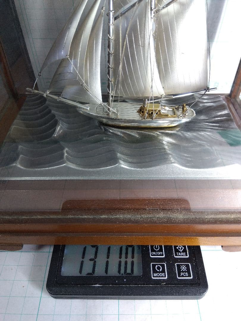 【定価33万円】刻印 Silver 985 関武比古 銀製ヨット２本マスト 5号