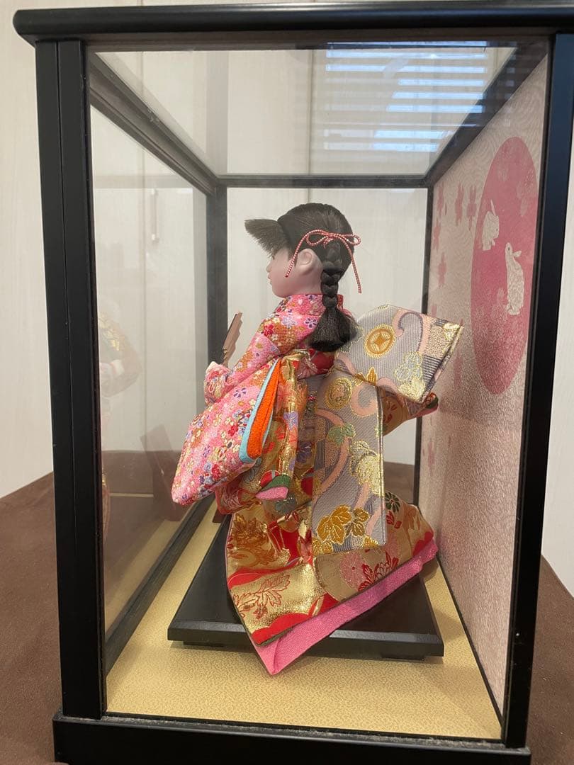 【市松人形】舞花　ガラスケース入り【日本人形】