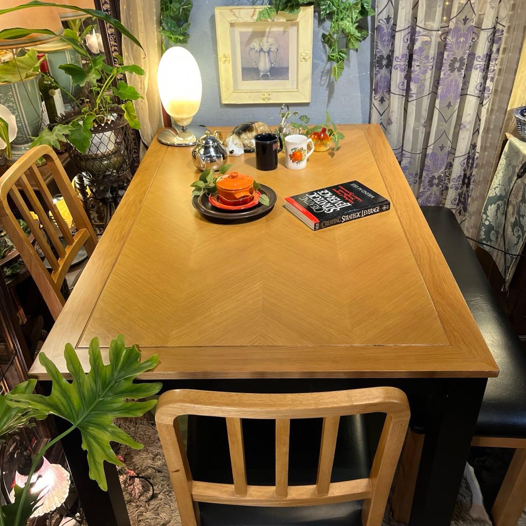 リュウ Sale ヴィンテージ ヘリンボーンデザインダイニングテーブル北欧