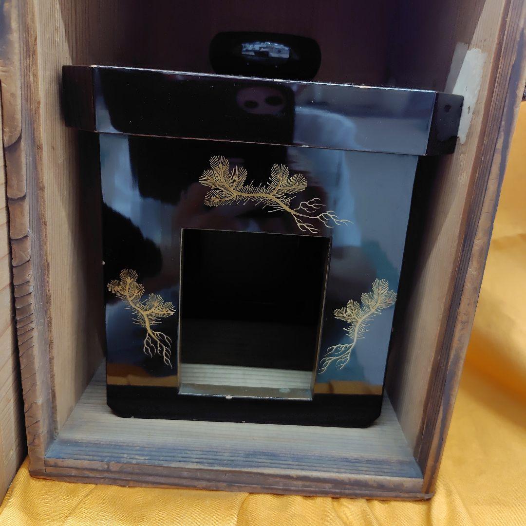 漆塗り茶道具 黒 四角形 金色装飾