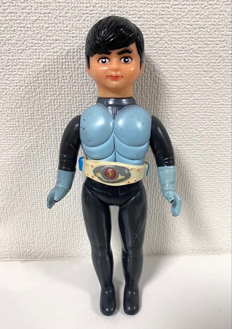 せ*ゃ様 当時物 ソフビ 旧バンダイ 仮面ライダー 水色マスク 面取れ