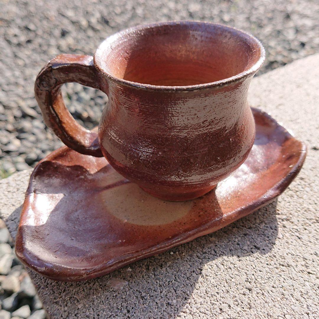 【2317】フリーカップ、ソーサー…備前焼