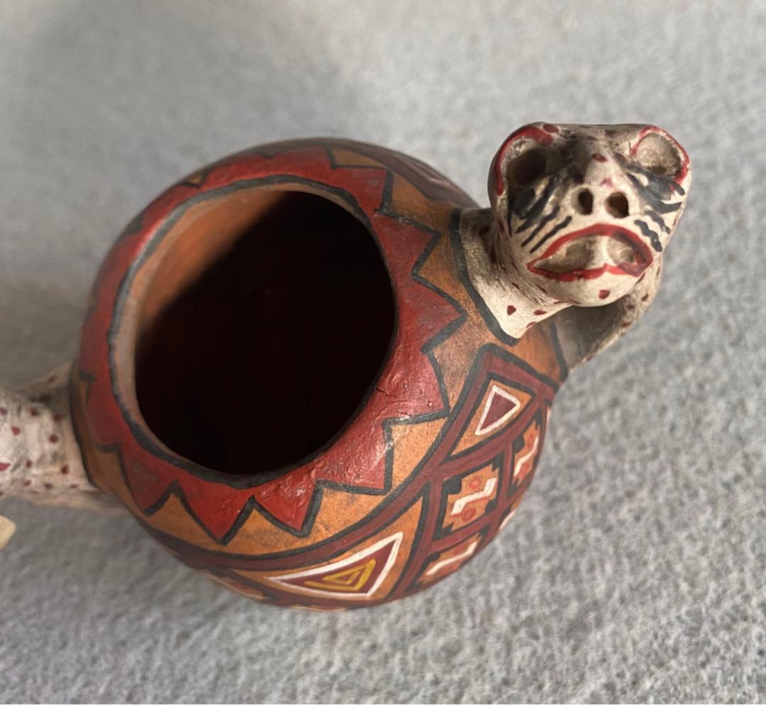 【ヴィンテージ】ペルー・インカ／豹・陶器製の容器・食器