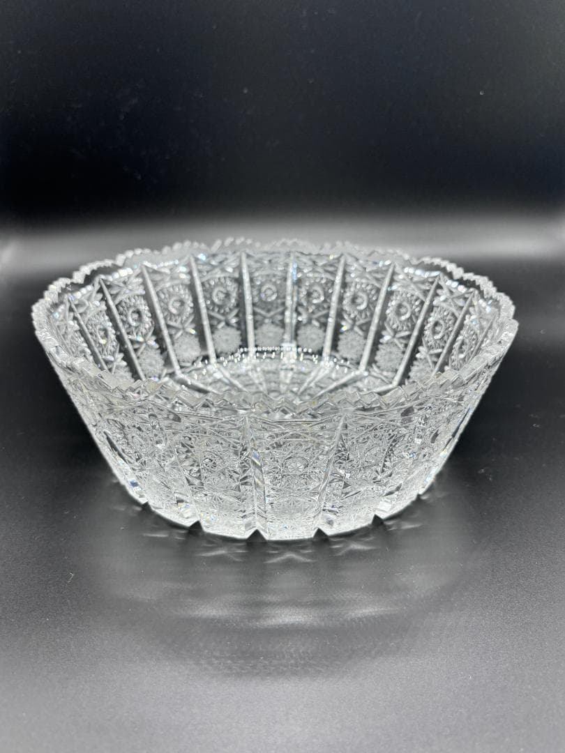 クリスタルガラス 大皿 ディスプレイ　炭入れ　直径２３ｃｍ　?