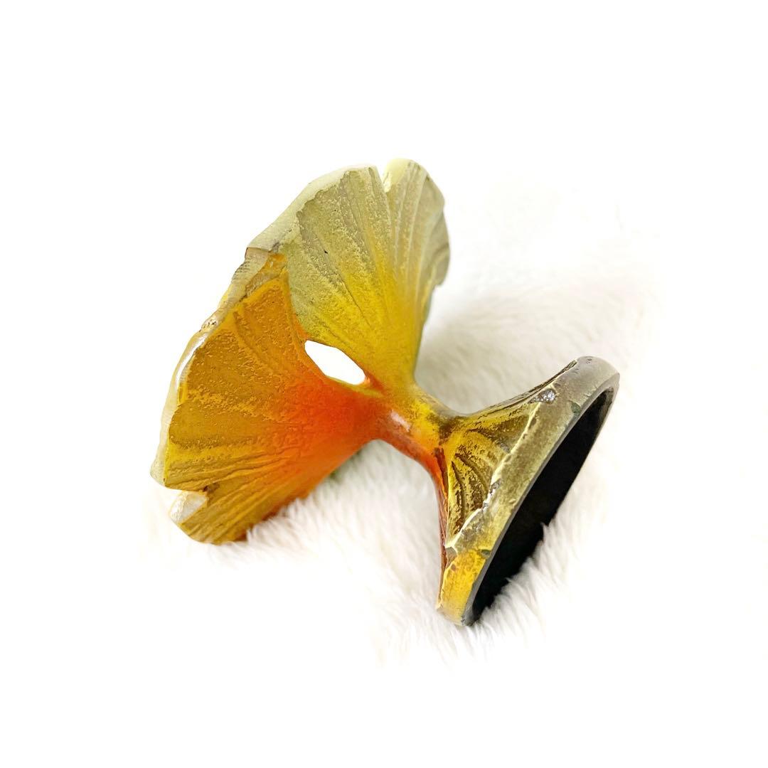 【茶道具】唐銅 銀杏 蓋置