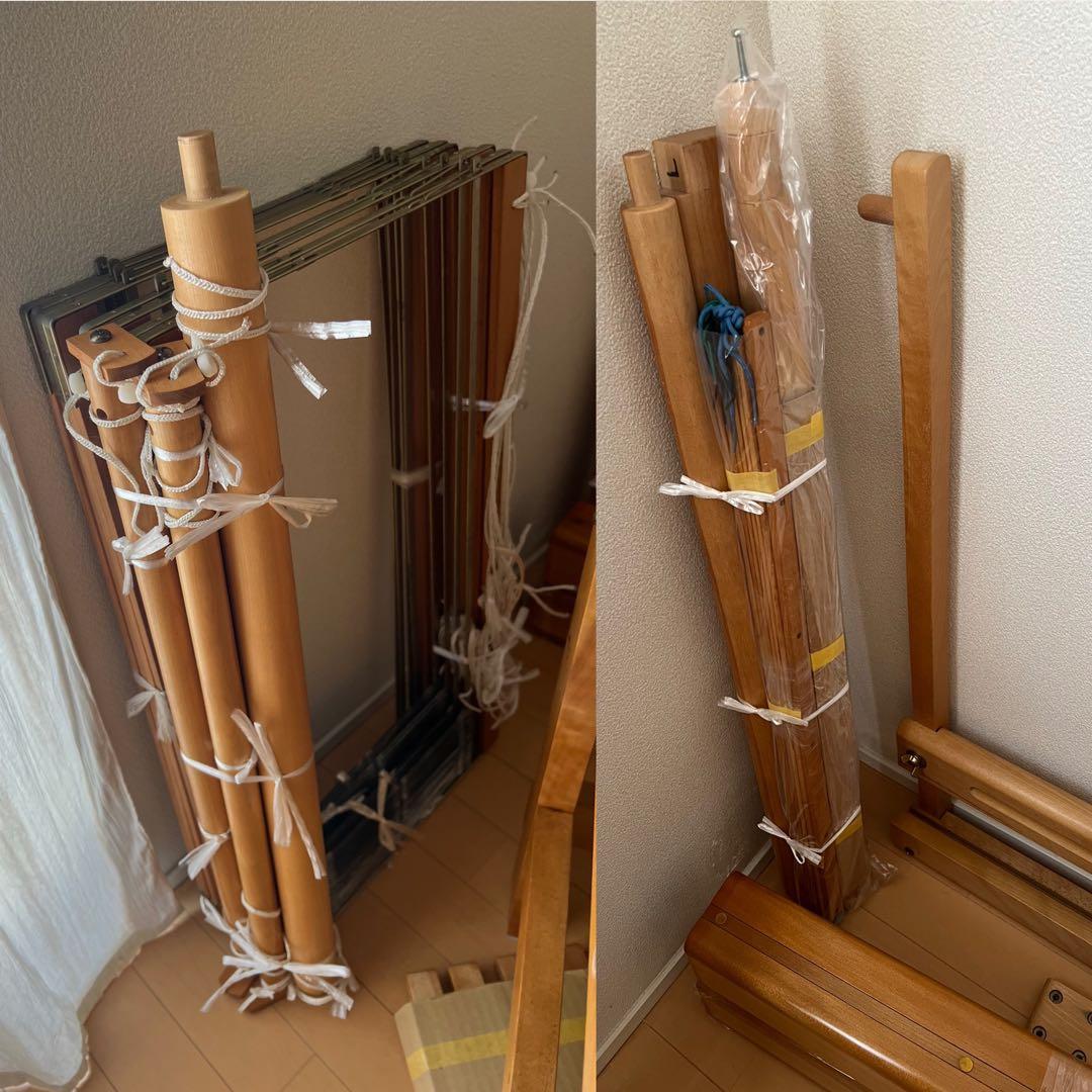 東京手織機 KM-650ろくろ式（旧型）4枚綜絖6本踏み木/筬・綜絖枠付き/中古