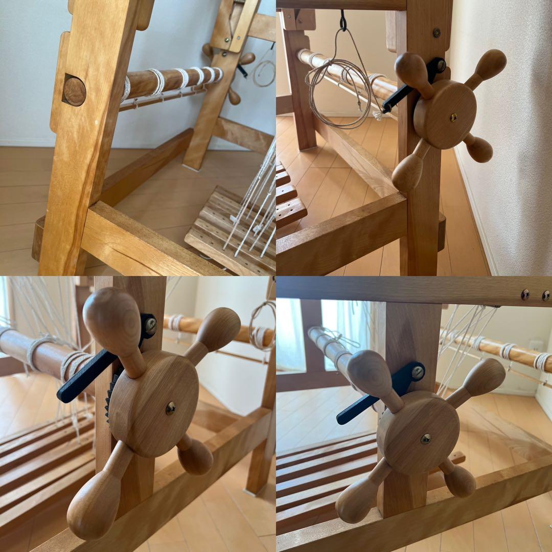 東京手織機 KM-650ろくろ式（旧型）4枚綜絖6本踏み木/筬・綜絖枠付き/中古