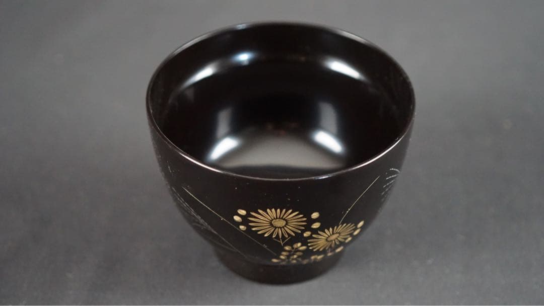 輪島塗 牧野一也 秋草沈金 吸物椀 10客 共箱 未使用 美品