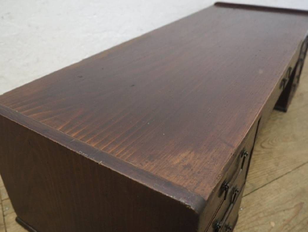 1048 アンティーク　ロータイプの両袖机　ローテーブル　文机　引き出し　レトロ