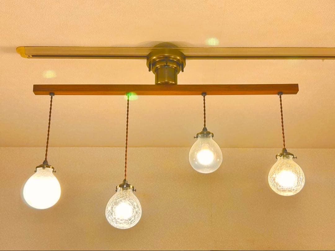 暖色灯　木製4灯シーリングライト　LED スポット