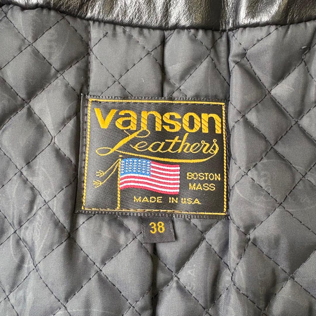 王者 vanson 傑作 シングルライダース 9D キルティング ブラック 38