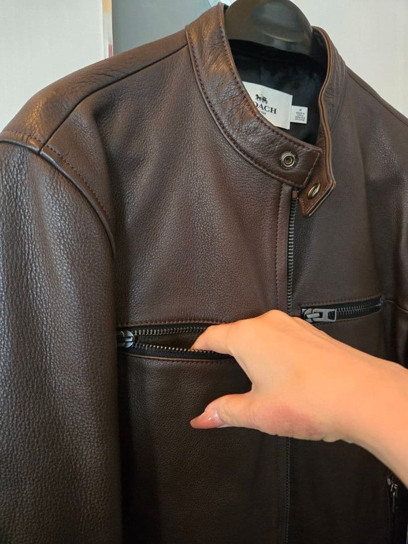 COACH F86594 レザーライダースジャケット Mサイズ ブラウン