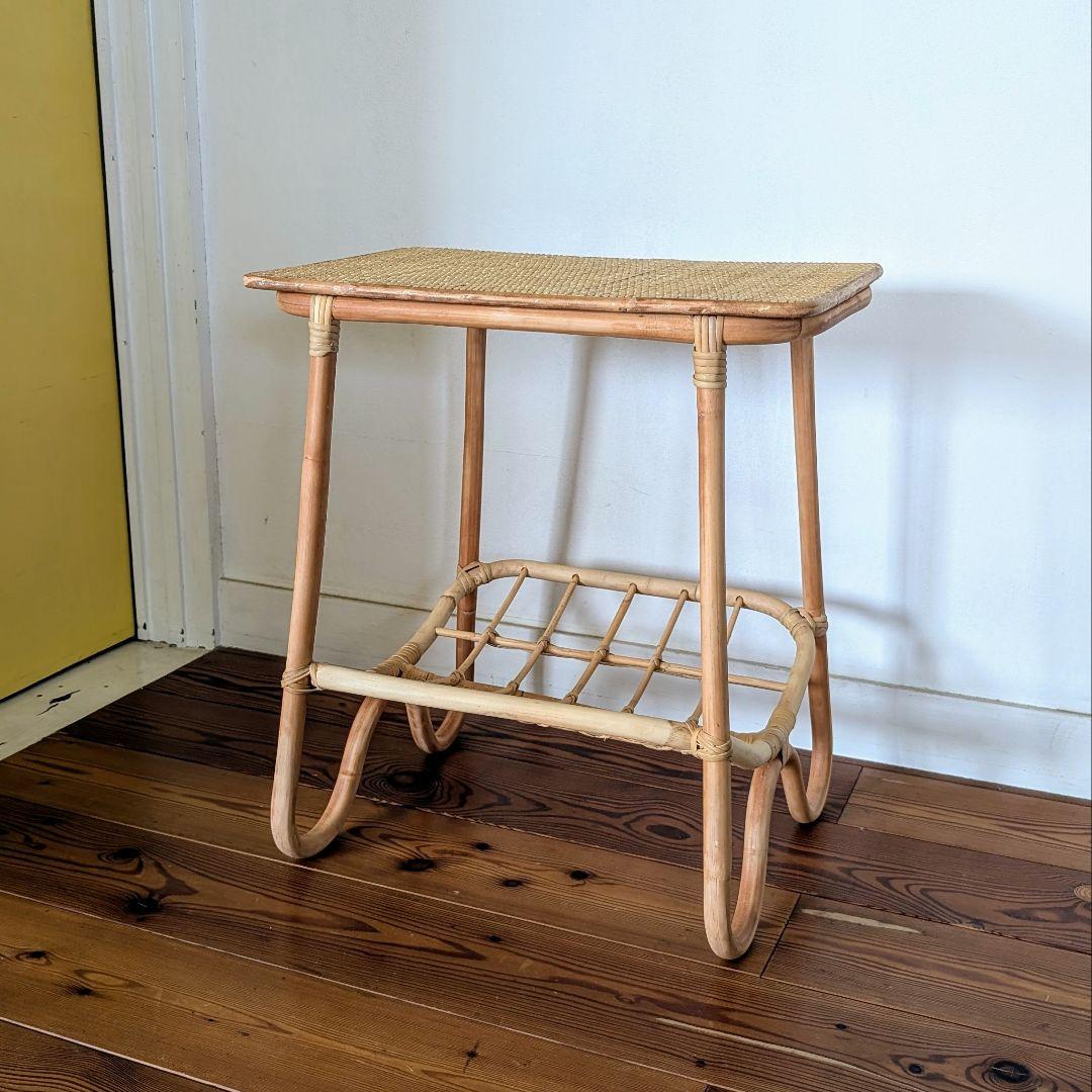ラタン サイドテーブル ナチュラルウッド