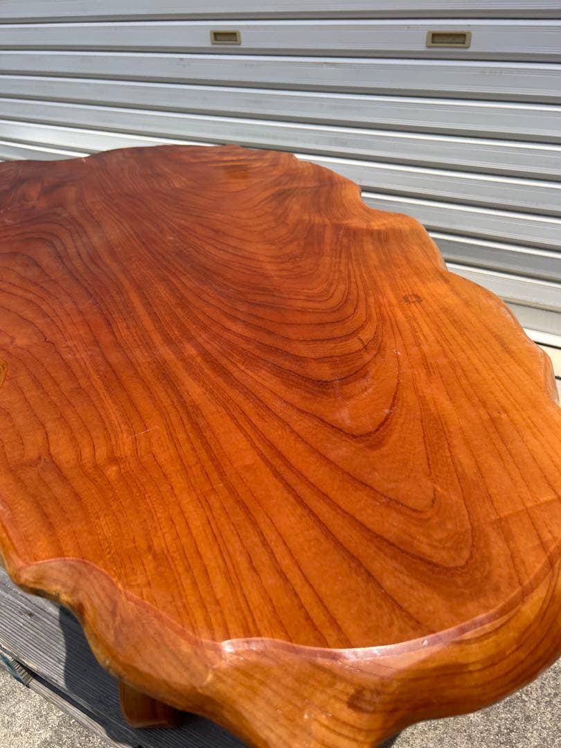 昭和レトロ 欅？ 一枚板 天然木 座卓 ちゃぶ台 古道具 古民具 花台