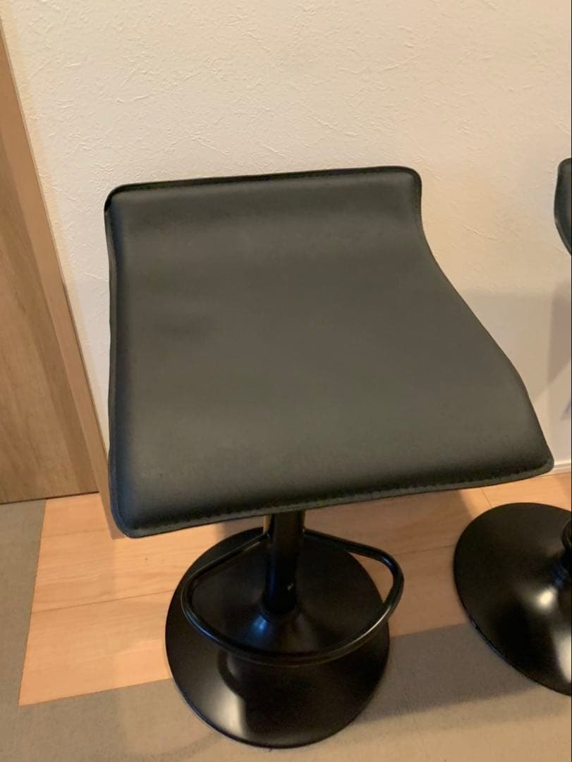 ブラック スツール 2脚セット 高さ調整可能