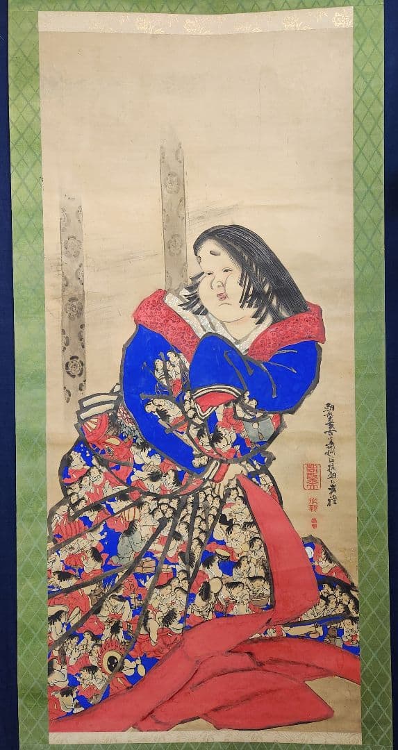 【大多福図(百福)】岸禮(岸礼) 734 掛け軸 大幅 お多福 岸派 肉筆