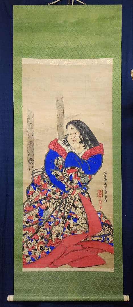 【大多福図(百福)】岸禮(岸礼) 734 掛け軸 大幅 お多福 岸派 肉筆