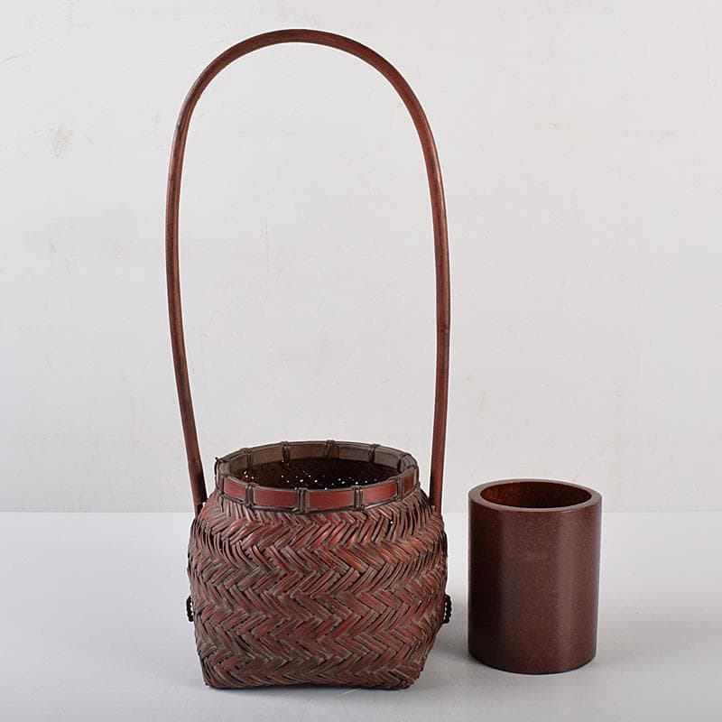 茶道具　竹細工師　竹遊斎造　山路花篭　花入　共箱　M　R7733B