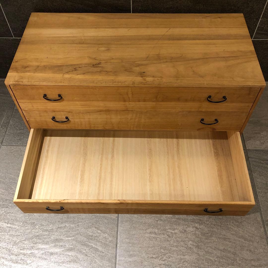 丸石商事　桐天然木　日本製　桐タンス　引き出し3段　着物箪笥　タンス　3段タンス