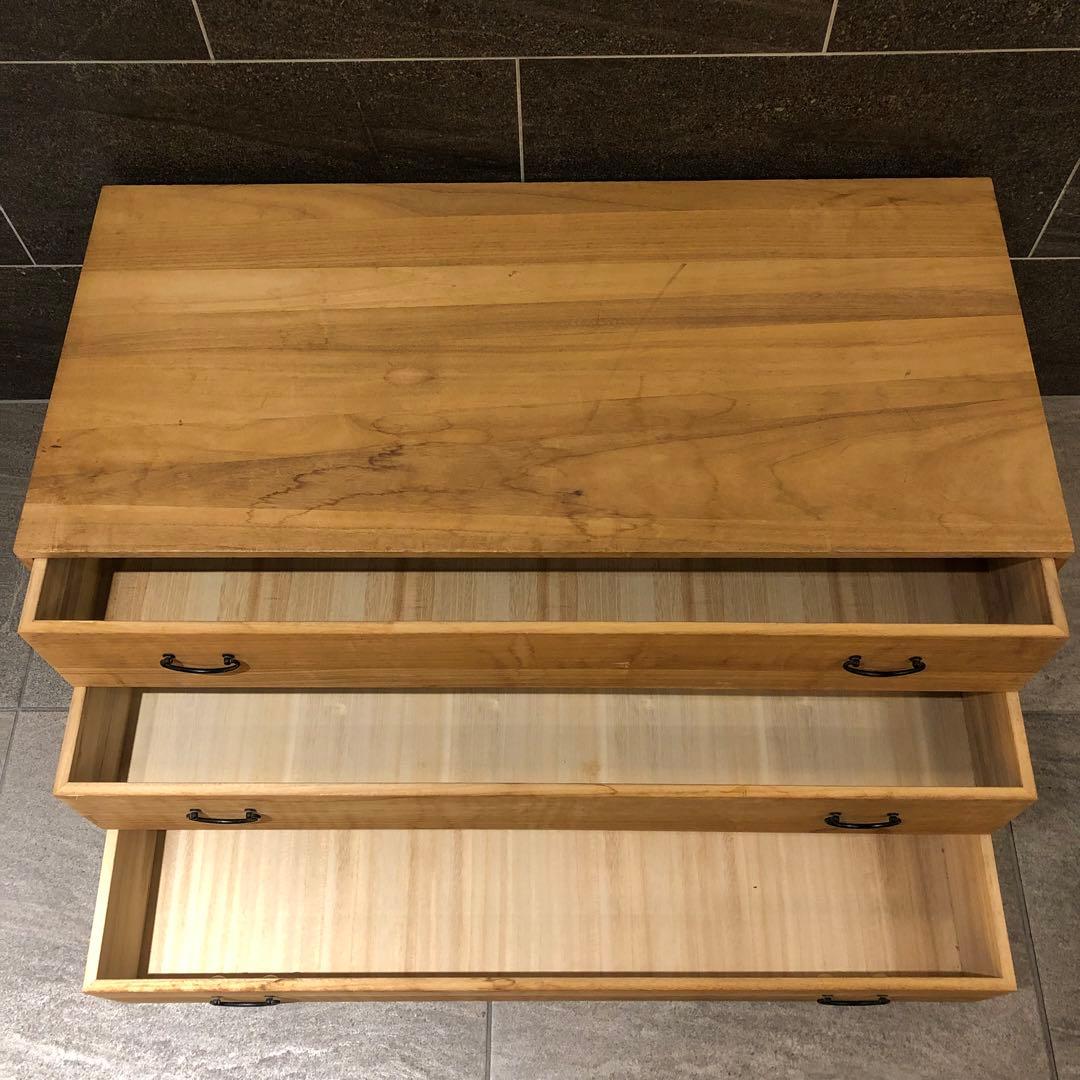 丸石商事　桐天然木　日本製　桐タンス　引き出し3段　着物箪笥　タンス　3段タンス