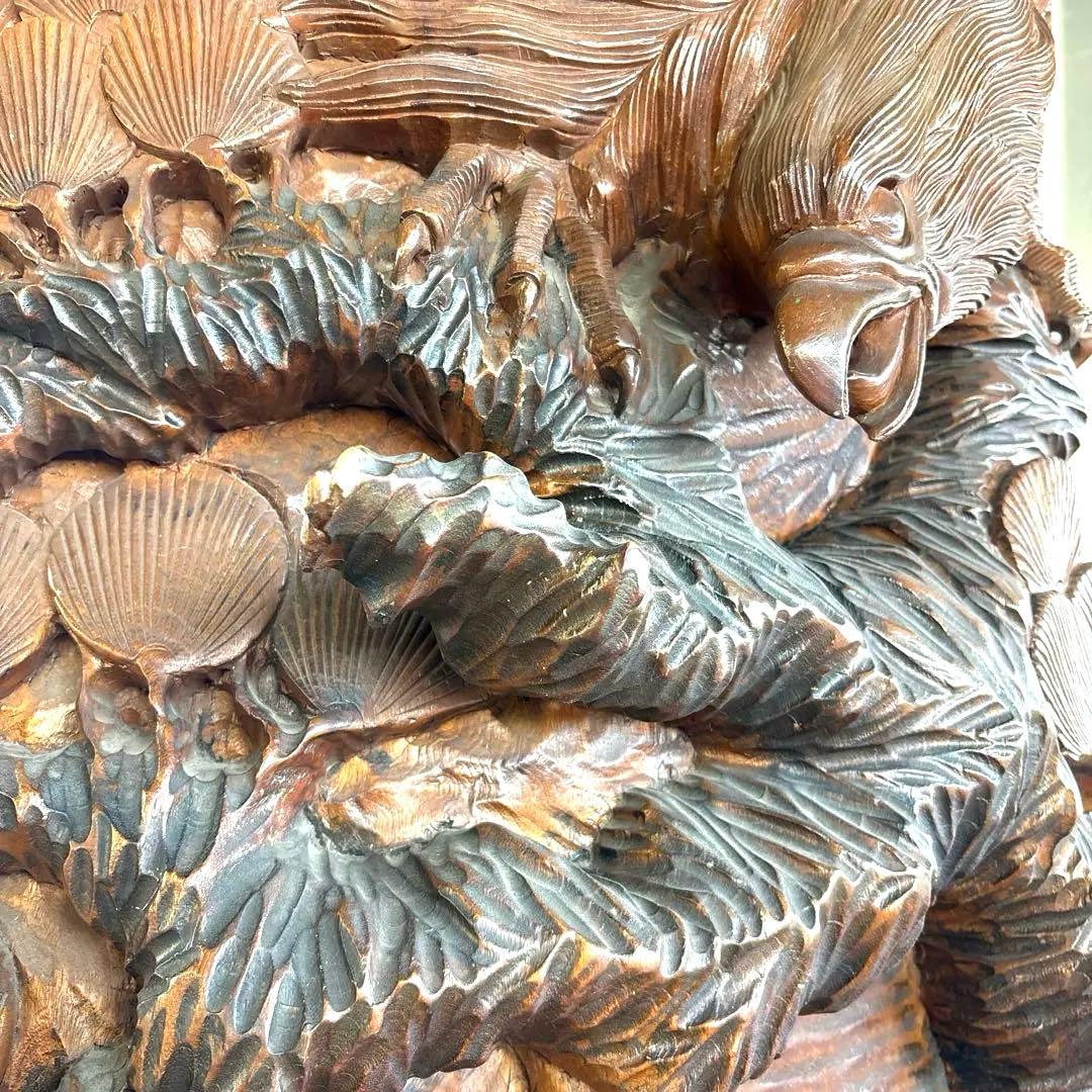 一本雕刻 大型雕刻 木制 缘起物 置物 时代物、古美術・骨董品