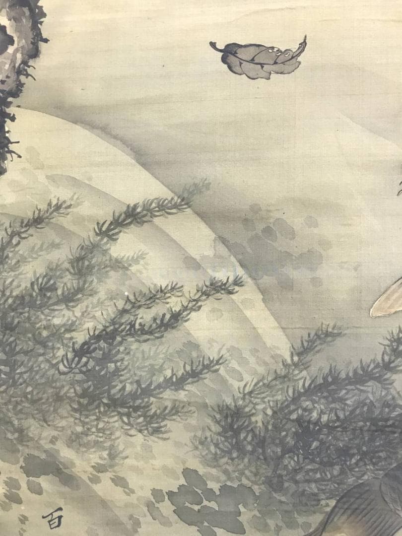 模写/小田海僊/百谷/鯉図/遊鯉図/游鯉図/掛軸/名家伝来AE-288