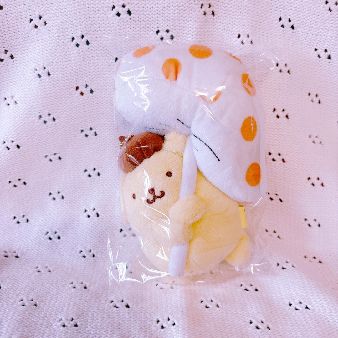 サンリオ ポムポムプリン イッツデモコラボマスコット 手にきのこ