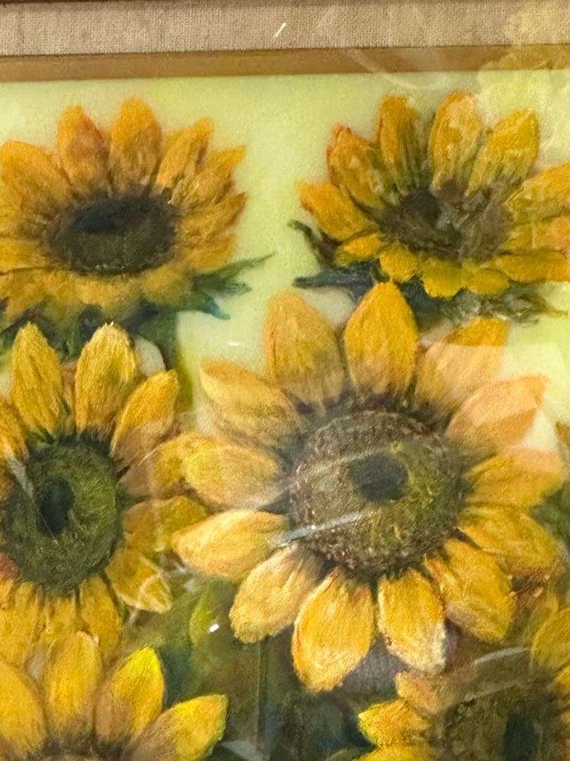 肉筆　油彩　真作　絵画　油絵　美術品　ひまわり　花　静物画　インテリア　ア-ト