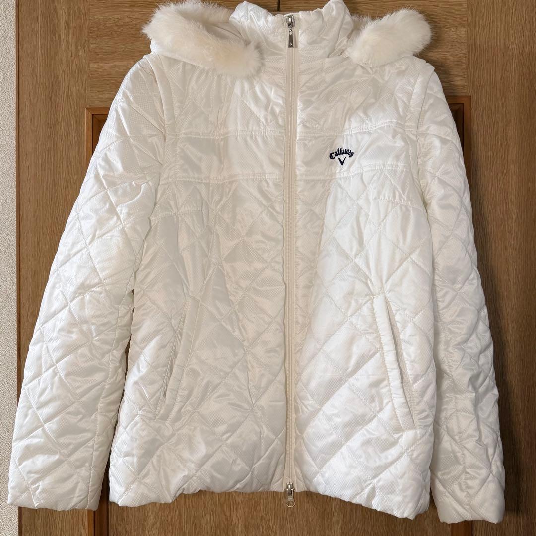 美品 Callaway キャロウェイ レディース ダウン ホワイト ファー付