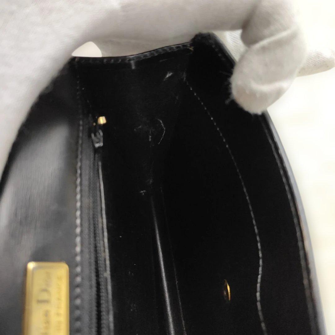 Dior　ショルダーバッグ　ロゴ金具　リボン　ブラック　レザー