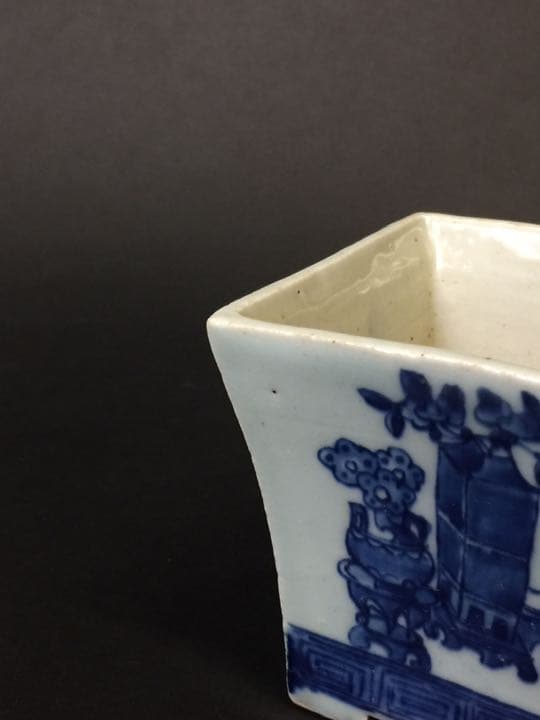 染付青花蘭鉢 清中期 中国古董品 年代物