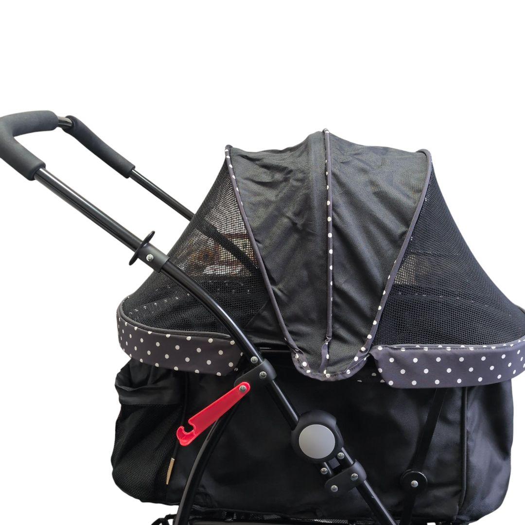 【美品 送料無料】GEX わんわんカート デラックス　多頭用　水玉　黒