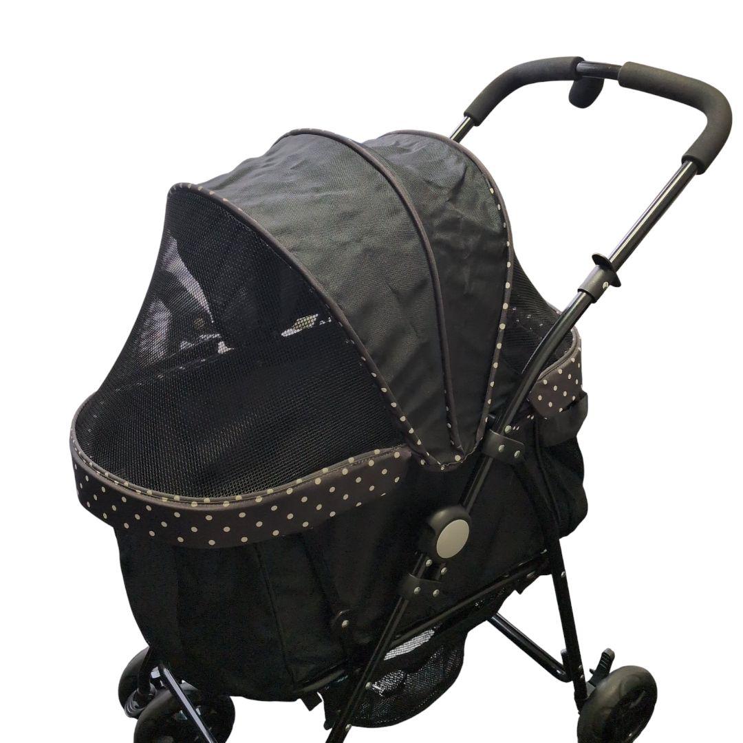 【美品 送料無料】GEX わんわんカート デラックス　多頭用　水玉　黒