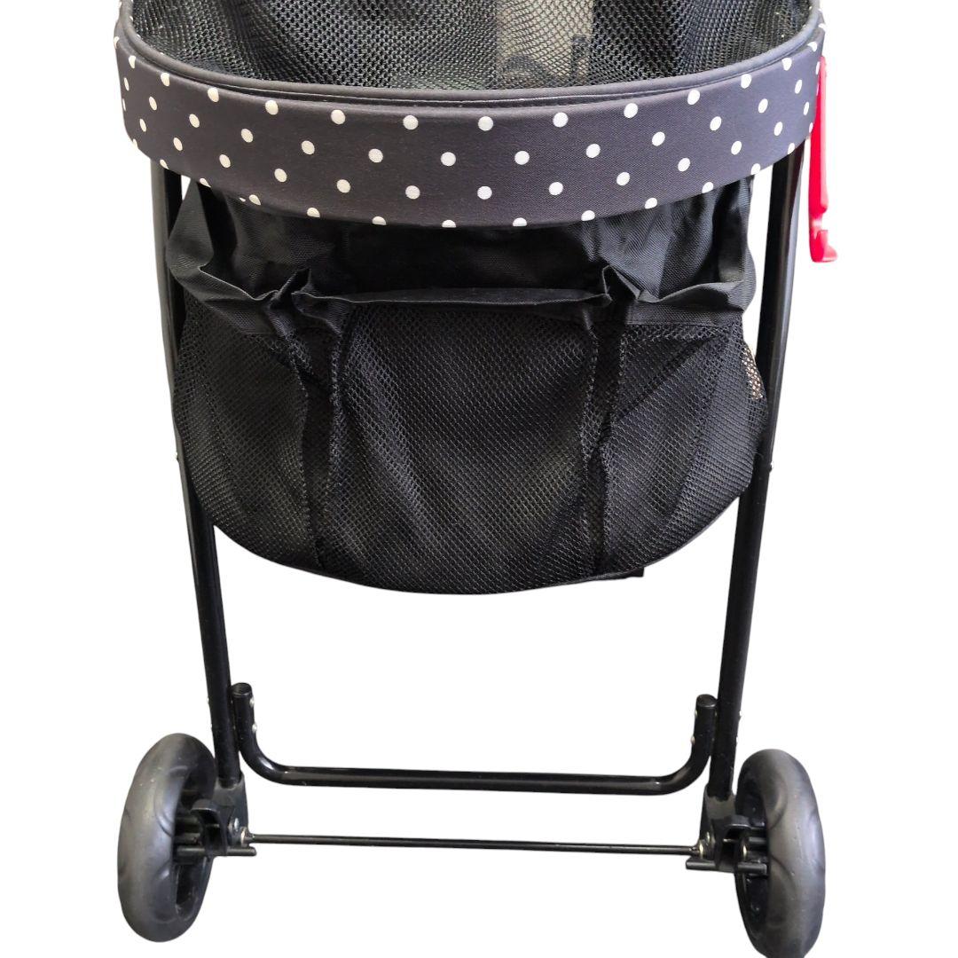 【美品 送料無料】GEX わんわんカート デラックス　多頭用　水玉　黒