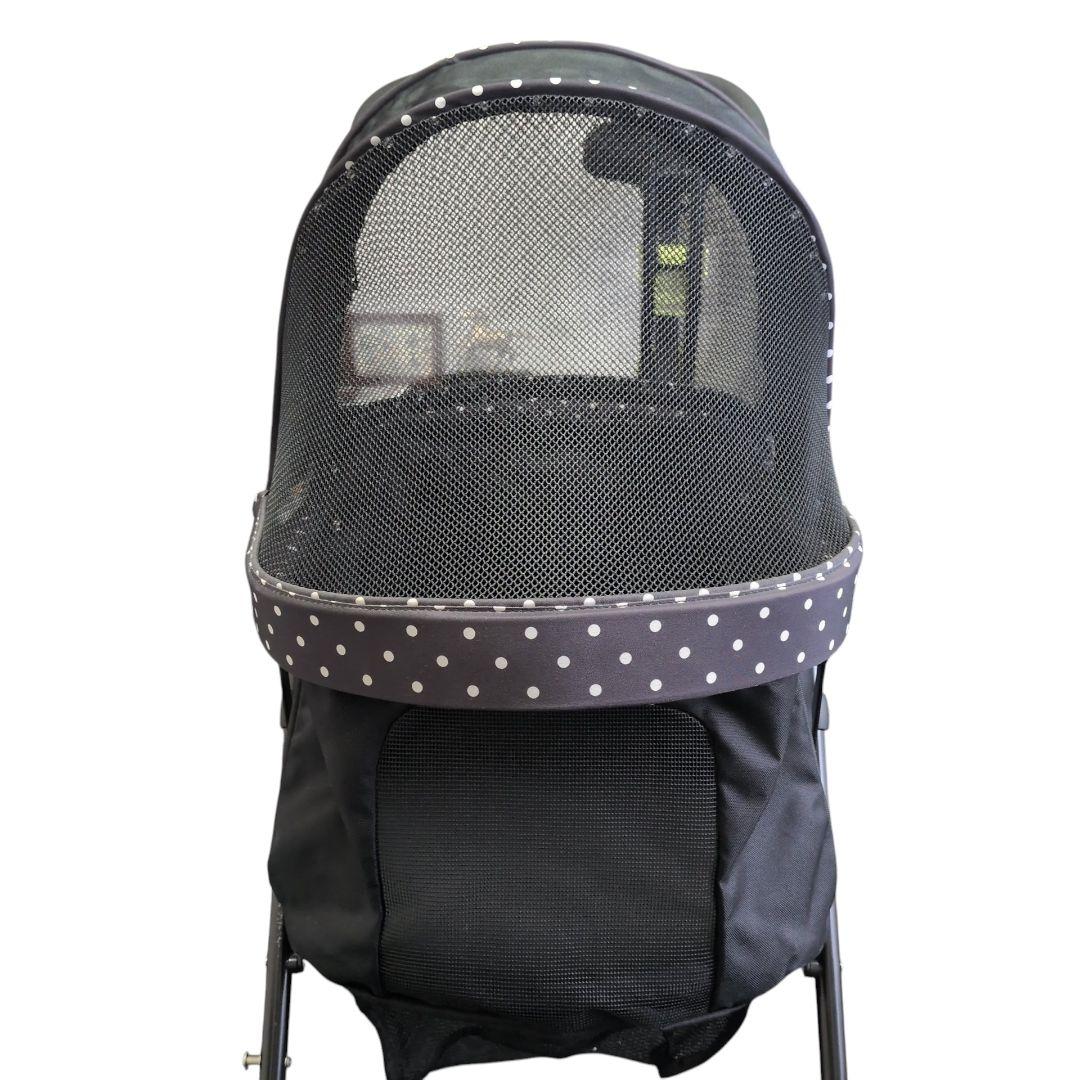 【美品 送料無料】GEX わんわんカート デラックス　多頭用　水玉　黒