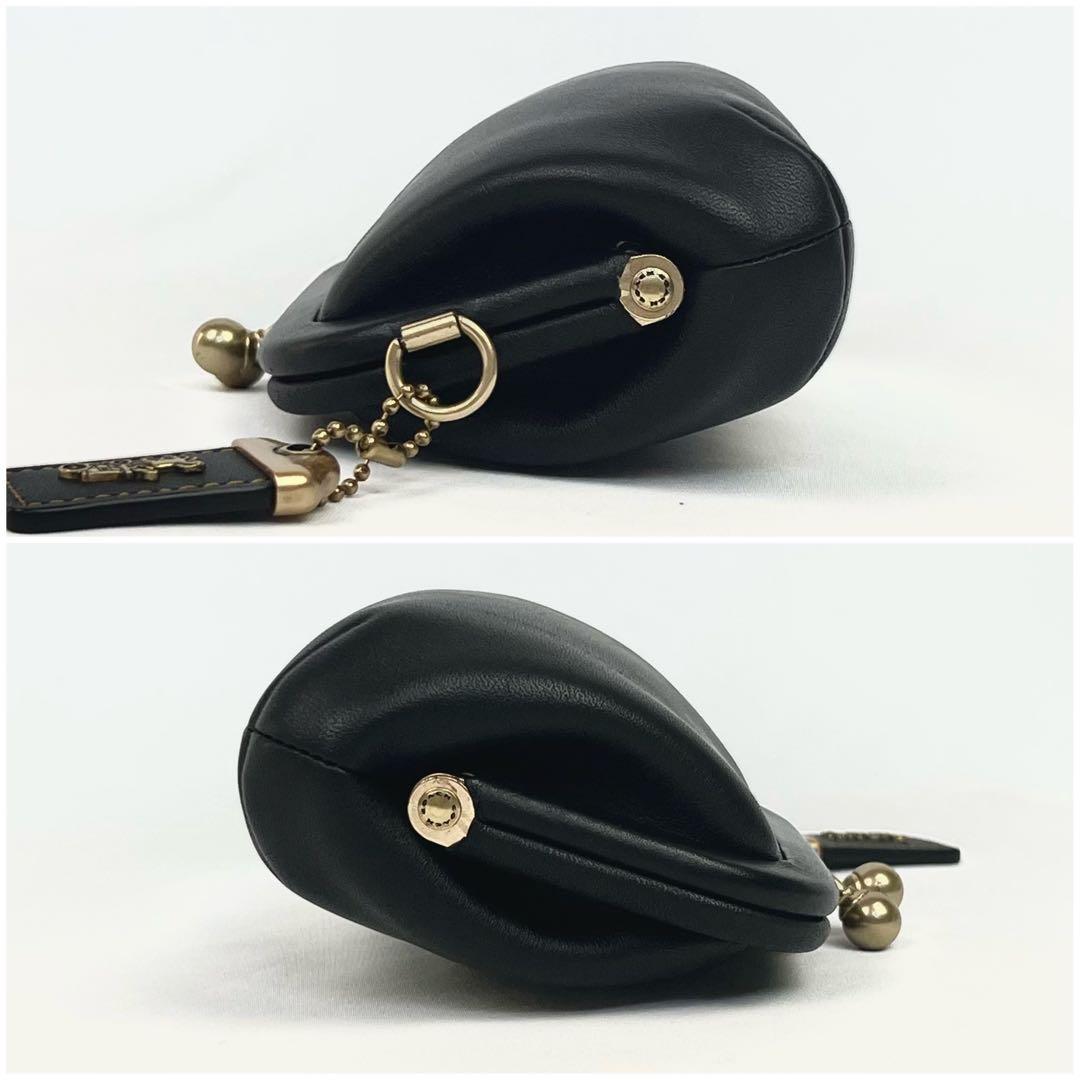 美品 COACH コーチ キスロック がま口 ケース グラブタンレザー 黒