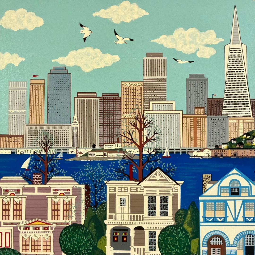 ジェーン・ウースター・スコット「サンフランシスコ」シルクスクリーン 直筆サイン入