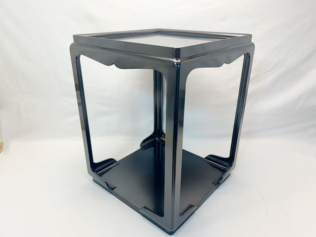 未使用 茶道具 宗章造 高麗卓 木製 黒一閑 宗旦好写 共箱