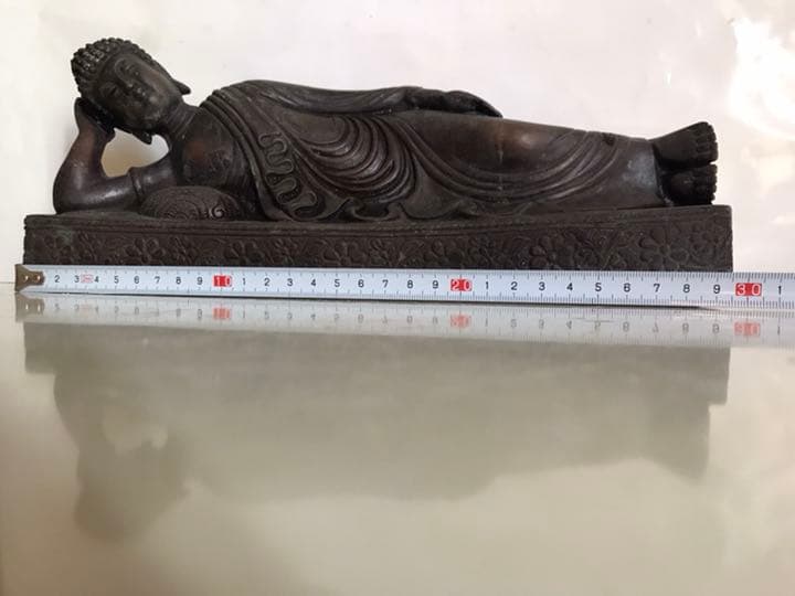 大日如來仏像，釋加寝仏風水，古銅製置物，長29.5cm，重3600克